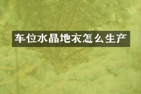 车位水晶地衣怎么生产