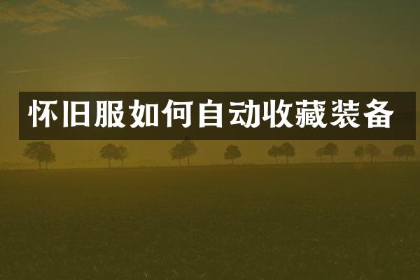 怀旧服如何自动收藏装备