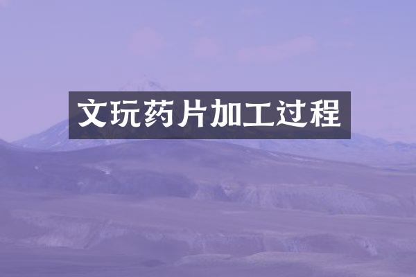 文玩药片加工过程
