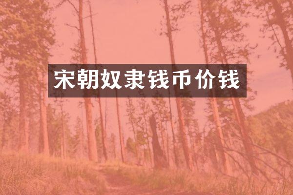 宋朝奴隶钱币价钱