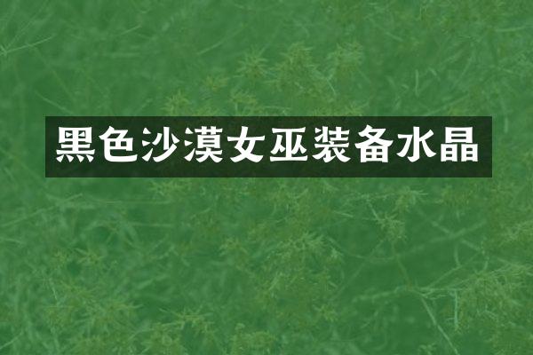 黑色沙漠女巫装备水晶