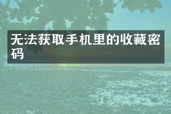 无法获取手机里的收藏密码