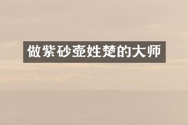 做紫砂壶姓楚的大师