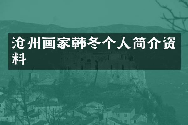 沧州画家韩冬个人简介资料