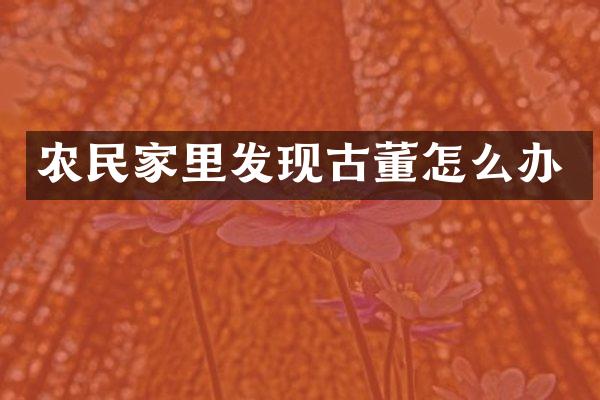 农民家里发现古董怎么办