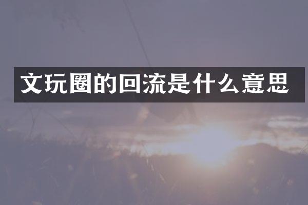 文玩圈的回流是什么意思