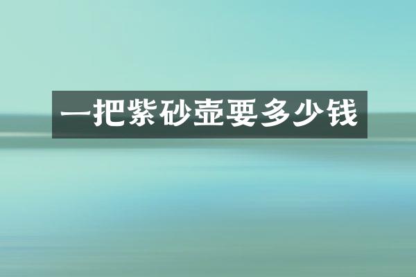一把紫砂壶要多少钱