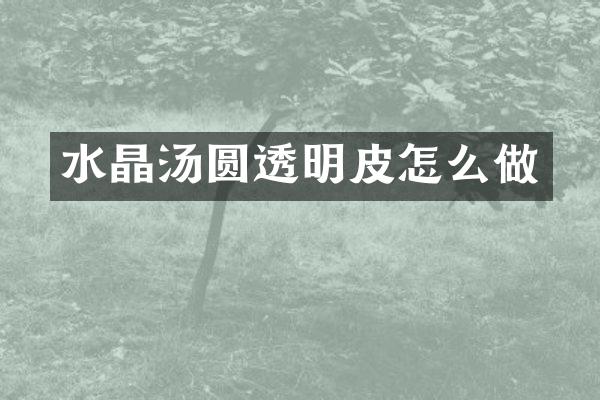 水晶汤圆透明皮怎么做