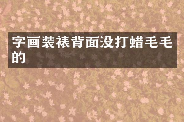 字画装裱背面没打蜡毛毛的