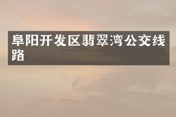 阜阳开发区翡翠湾公交线路