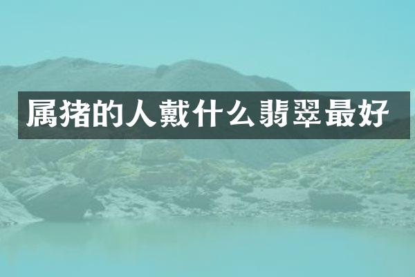 属猪的人戴什么翡翠最好