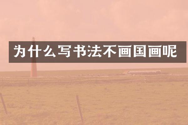 为什么写书法不画国画呢