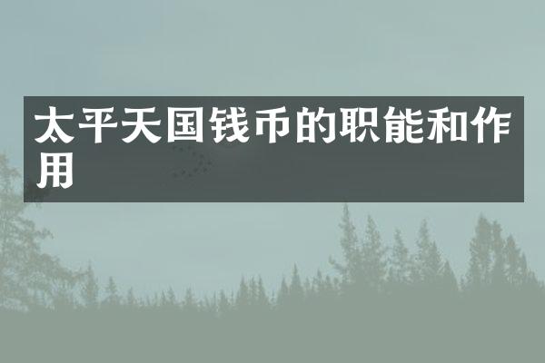 太平天国钱币的职能和作用