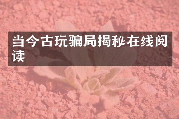 当今古玩骗局揭秘在线阅读