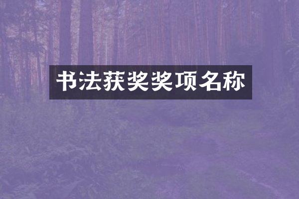 书法奖项名称
