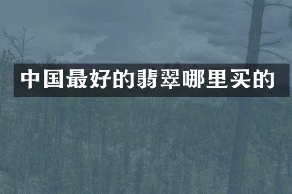 中国最好的翡翠哪里买的