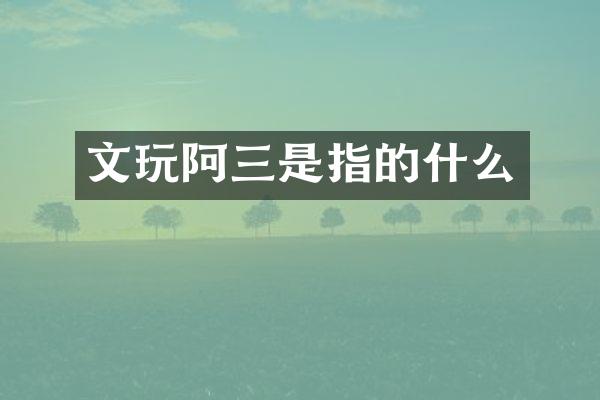 文玩阿三是指的什么