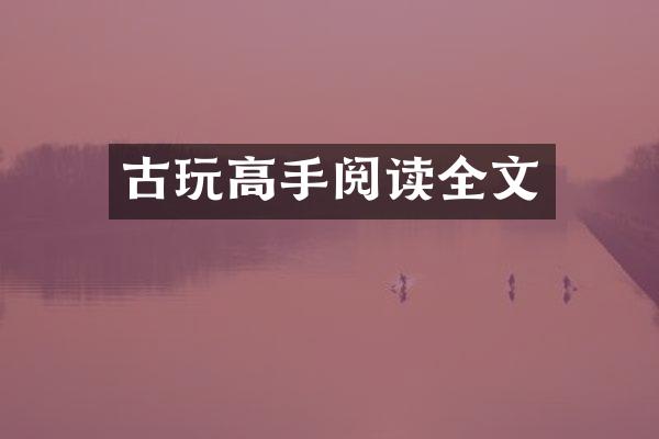 古玩高手阅读全文