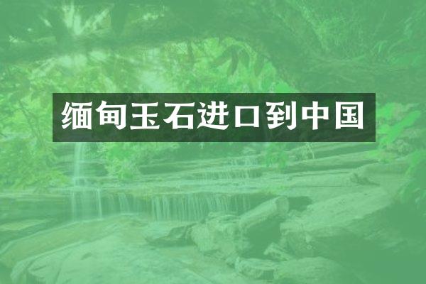 缅甸玉石进口到中国