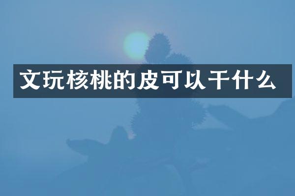 文玩核桃的皮可以干什么