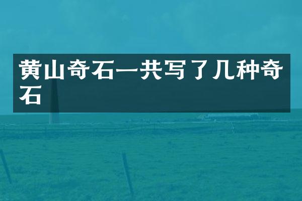 黄山奇石一共写了几种奇石