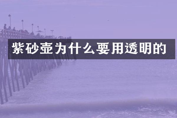 紫砂壶为什么要用透明的