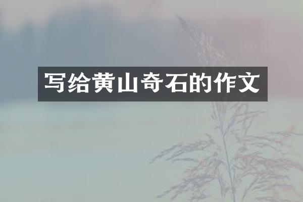 写给黄山奇石的作文