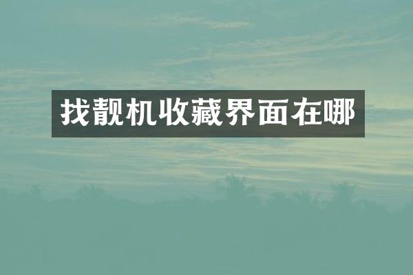 找靓机收藏界面在哪