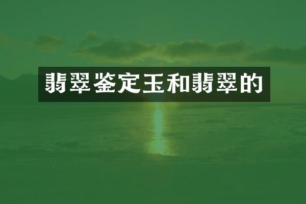 翡翠鉴定玉和翡翠的
