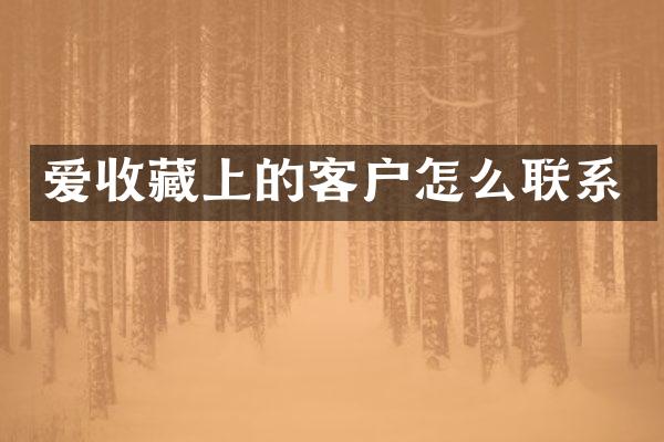 爱收藏上的客户怎么联系
