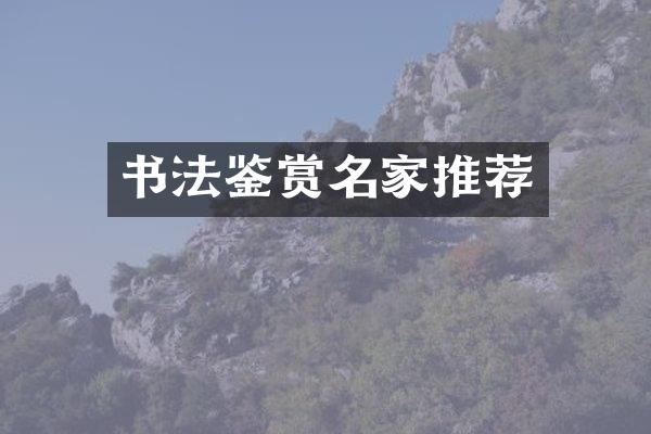 书法鉴赏名家推荐