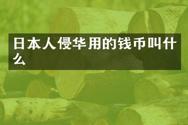日本人侵华用的钱币叫什么