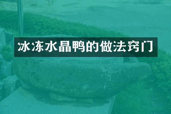 冰冻水晶鸭的做法窍门