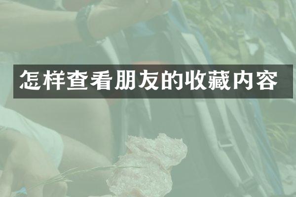 怎样查看朋友的收藏内容