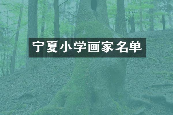 宁夏小学画家名单