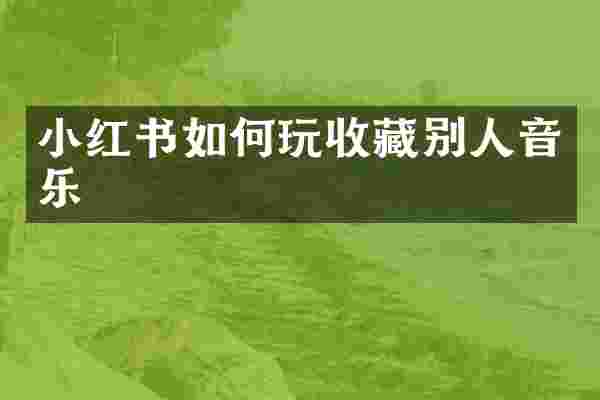 小红书如何玩收藏别人音乐