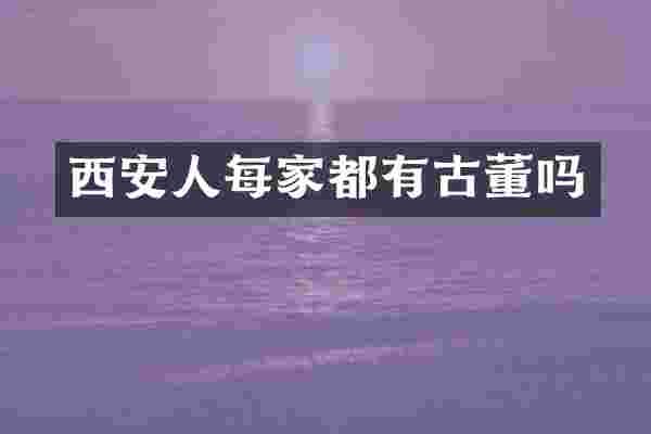 西安人每家都有古董吗