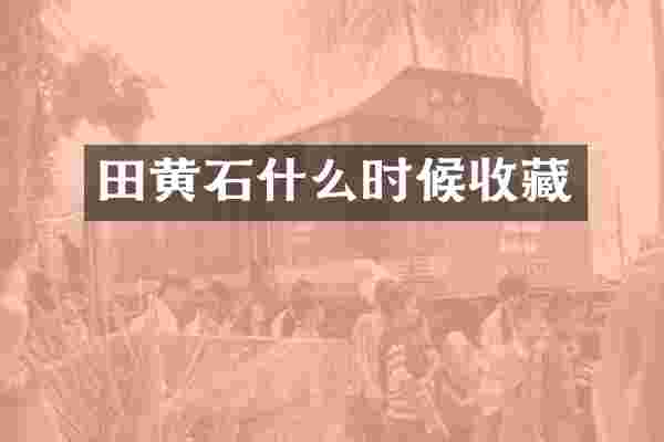田黄石什么时候收藏