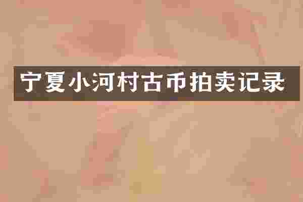 宁夏小河村古币拍卖记录