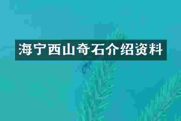海宁西山奇石介绍资料