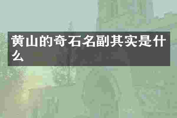 黄山的奇石名副其实是什么