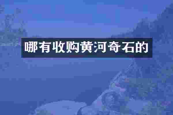 哪有收购黄河奇石的