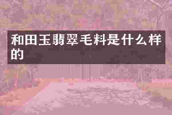 和田玉翡翠毛料是什么样的