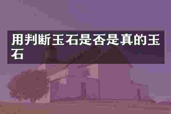 用判断玉石是否是真的玉石