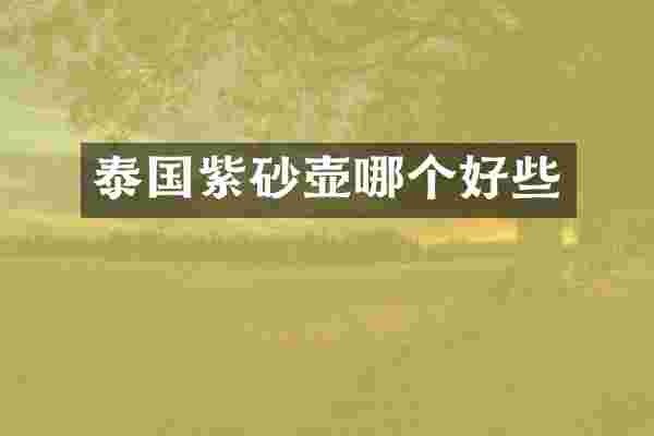 泰国紫砂壶哪个好些