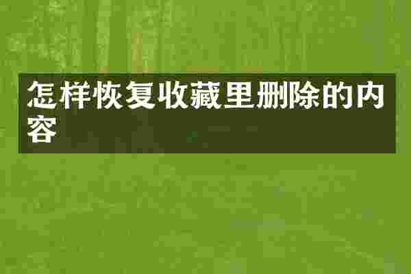 怎样恢复收藏里删除的内容