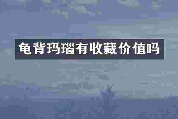 龟背玛瑙有收藏价值吗