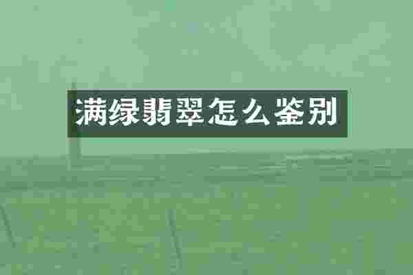 满绿翡翠怎么鉴别