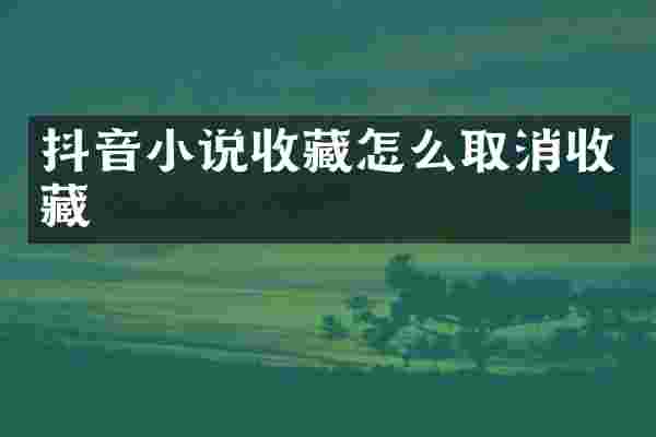 抖音小说收藏怎么取消收藏