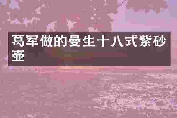 葛军做的曼生十八式紫砂壶